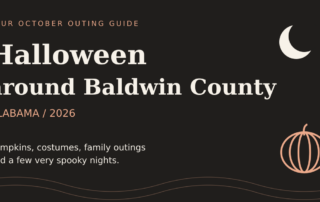 Halloween around Baldwin County Alabama 2026 seasonal guide graphic