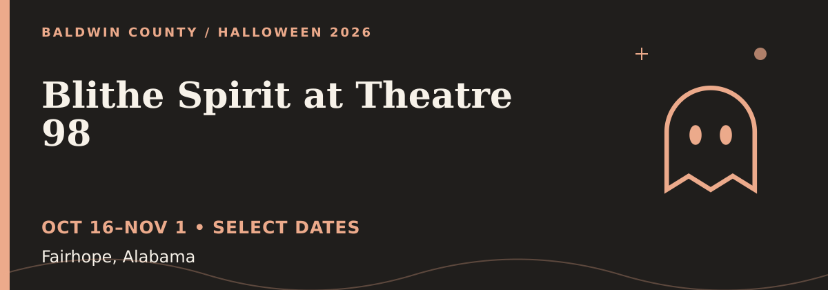 Blithe Spirit at Theatre 98 Halloween 2026 event graphic