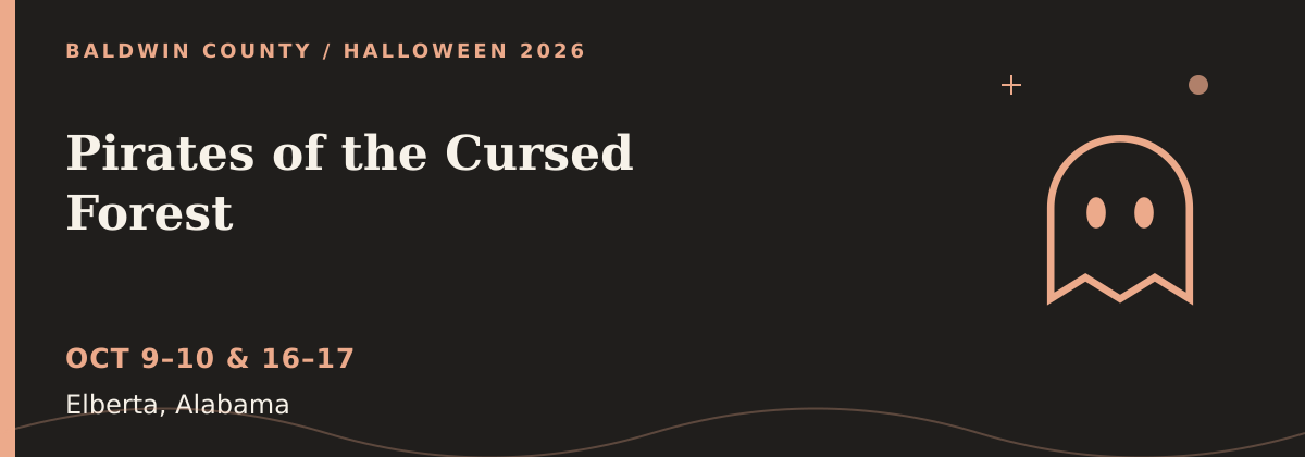 Pirates of the Cursed Forest Halloween 2026 event graphic