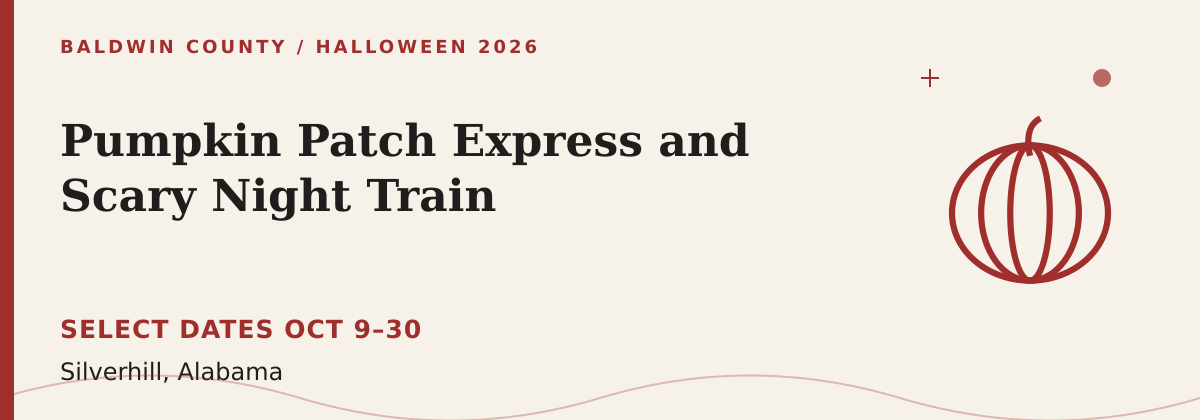 Pumpkin Patch Express and Scary Night Train Halloween 2026 event graphic